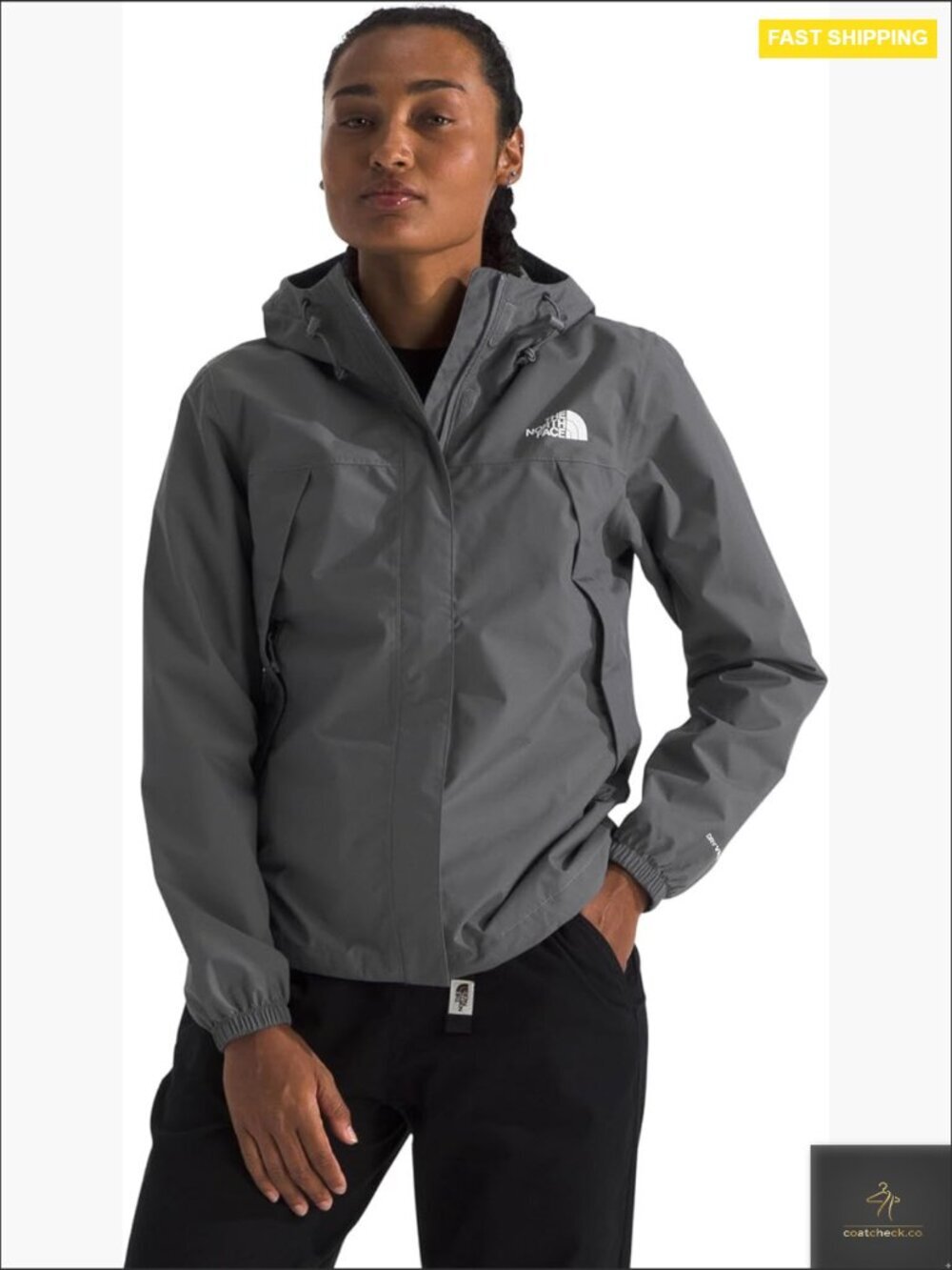 Waterproof Breathable Rain Jacket Hooded Lightweight Trench Coat Zipper Pockets